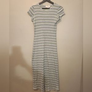 Vintage 90s Le Chateau striped ribbed maxi dress.
